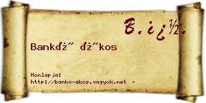 Bankó Ákos névjegykártya